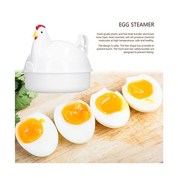 Cuiseur à œufs, Acouto 4 œufs en Forme de Poulet Cuiseur à œufs Micro-ondes Résnt au Chauffage Rapide pour la Cuisine à Domic