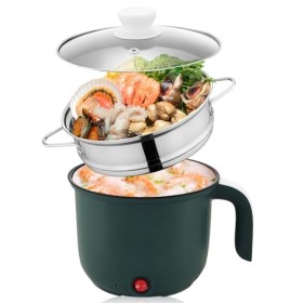 Petite Poêle Électrique, Multicuiseur Électrique 1,8L, Hot Pot Électrique Portable, Casserole Electrique, Mini Cuiseur Vapeur