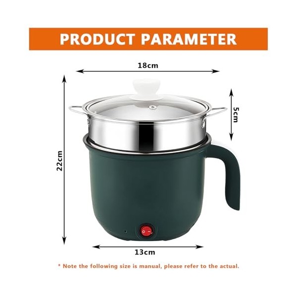Petite Poêle Électrique, Multicuiseur Électrique 1,8L, Hot Pot Électrique Portable, Casserole Electrique, Mini Cuiseur Vapeur
