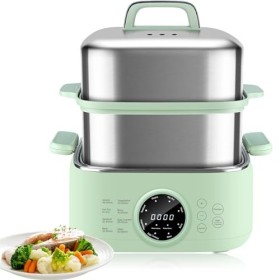 Skyehomo Vaporisateur Électrique avec 2 Cuissons en Acier Inoxydable, 9,3 L 1000W Vaporisateur avec Minuterie 24H, 8 Modes Mu