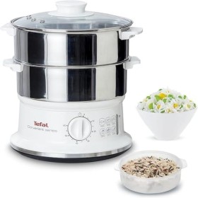 Tefal Vc1451 Vapeur Convenient Series Inox Minuteur Avec Arrêt Automatique, Niveau Deau Visible, Capacité 6 L, Blanc