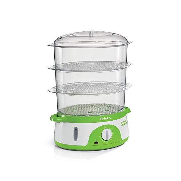 Cuiseur vapeur électrique Ariete 911 Healty Steam avec minuterie 60 , 3 paniers, indicateur de niveau deau, récipient à riz
