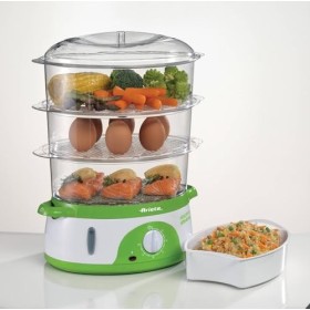 Cuiseur vapeur électrique Ariete 911 Healty Steam avec minuterie 60 , 3 paniers, indicateur de niveau deau, récipient à riz