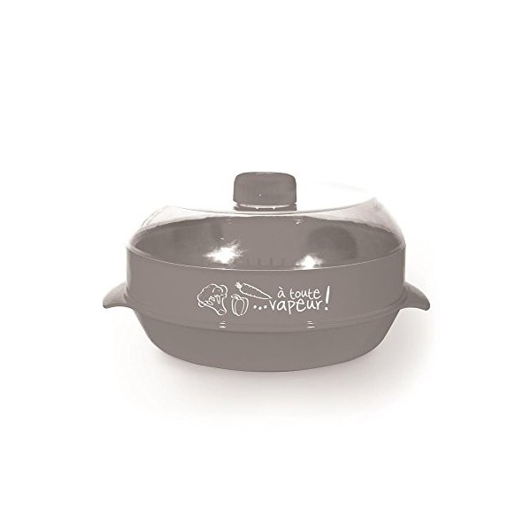 Cook Concept Cuiseur vapeur pour four à micro-ondes, Couleur aléatoire, Gris/Rouge/Vert, 1,2 L, 22,36 x 22,36 x 16,78 cm