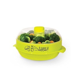 Cook Concept Cuiseur vapeur pour four à micro-ondes, Couleur aléatoire, Gris/Rouge/Vert, 1,2 L, 22,36 x 22,36 x 16,78 cm