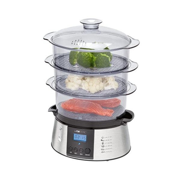 Cuiseur vapeur - Cuiseur riz - Rice cooker - Cuiseur vapeur electrique - Cuiseur Vapeur 3 Compartiments DG3547 Clatronic
