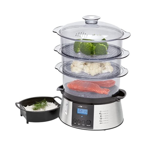 Cuiseur vapeur - Cuiseur riz - Rice cooker - Cuiseur vapeur electrique - Cuiseur Vapeur 3 Compartiments DG3547 Clatronic