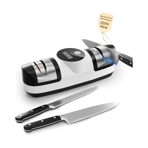 Aiguiseur de couteaux électrique, système daffûtage de couteaux 5 en 1 avec réglage à 3 vitesses, affûteur de couteaux diama
