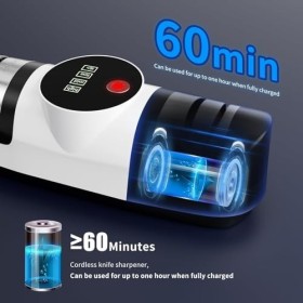 Aiguiseur de couteaux électrique, système daffûtage de couteaux 5 en 1 avec réglage à 3 vitesses, affûteur de couteaux diama