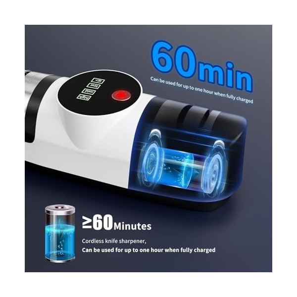 Aiguiseur de couteaux électrique, système daffûtage de couteaux 5 en 1 avec réglage à 3 vitesses, affûteur de couteaux diama