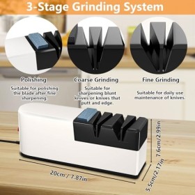 Aiguiseur Couteaux Electriques, 5 en 1 Affuteur de Couteaux Electrique, Aiguiseur Couteaux Professionnel, Eguiseur de Couteau