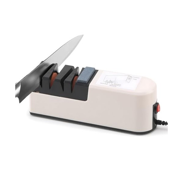Sonhomay Aiguiseur électrique pour couteaux de cuisine, ciseaux, aiguiseur avec pierre à aiguiser pour affûtage grossier, rép