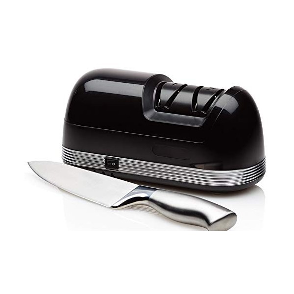 StilGut Aiguiseur de couteaux électrique avec deux étapes daffûtage, affûteur à meule diamant, antidérapant rapide et silenc