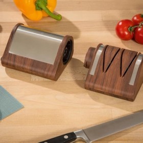 FISHTEC Aiguiseur de Couteaux de Cuisine Electrique - Affûtage + Polissage à 2 Niveaux - Couteau Métal ou Céramique - Disques