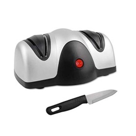 Todeco - Aiguiseur Electrique de Couteau, Affûteur à Deux Niveaux, Noir/Argent, Matériau: Plastique ABS