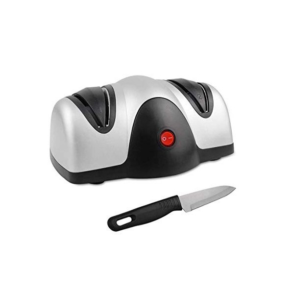 Todeco - Aiguiseur Electrique de Couteau, Affûteur à Deux Niveaux, Noir/Argent, Matériau: Plastique ABS