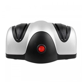 Todeco - Aiguiseur Electrique de Couteau, Affûteur à Deux Niveaux, Noir/Argent, Matériau: Plastique ABS