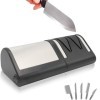 FISHTEC Aiguiseur de Couteaux de Cuisine Electrique - Affûtage + Polissage à 2 Niveaux - Couteau Métal ou Céramique - Disques