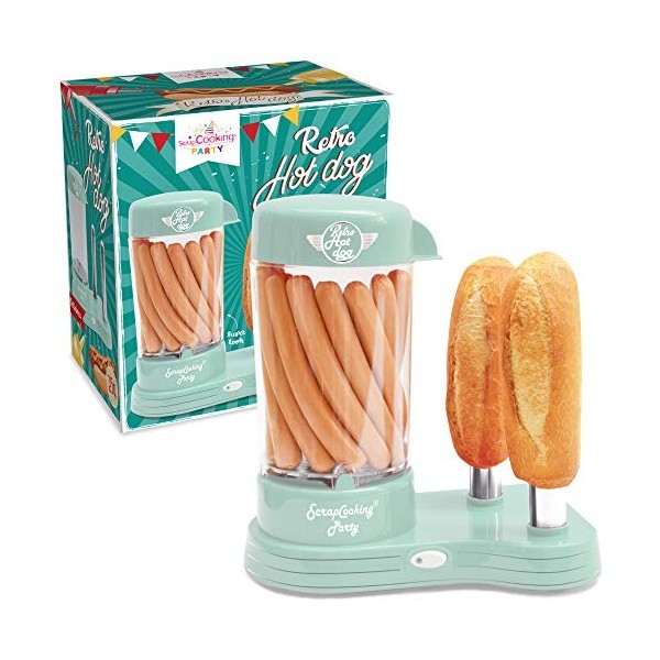Scrap Cooking - Machine à Hot Dogs - Appareil pour Créer ses Véritables Hot-Dogs U.S. - Capacité 12 saucisses & 2 pains, Styl