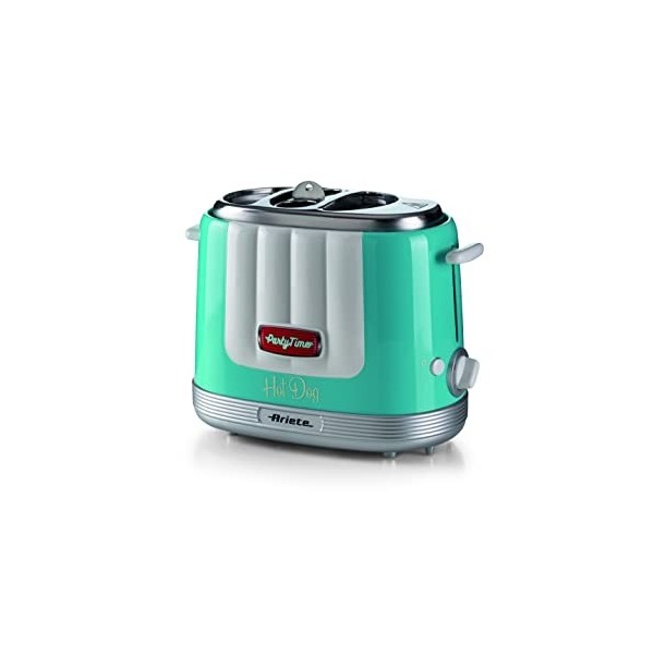 Ariete 206 Hot Dog Maker Party Time, Hot Dog Maker, 650 W, 5 niveaux de cuisson, 4 espaces de cuisson, éjection automatique, 