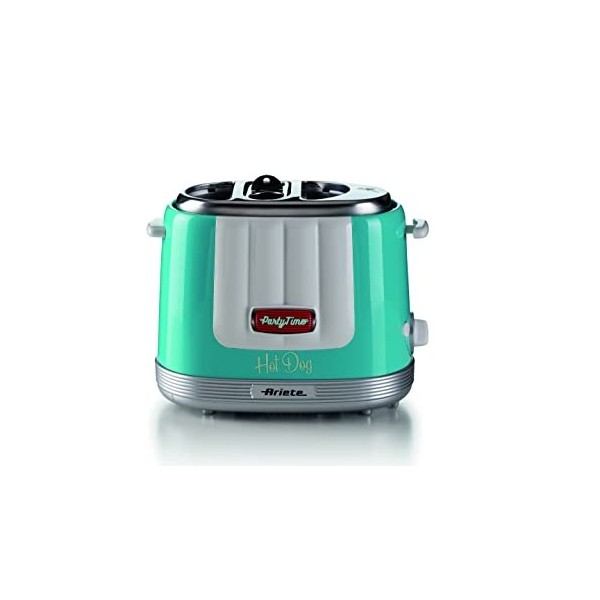 Ariete 206 Hot Dog Maker Party Time, Hot Dog Maker, 650 W, 5 niveaux de cuisson, 4 espaces de cuisson, éjection automatique, 