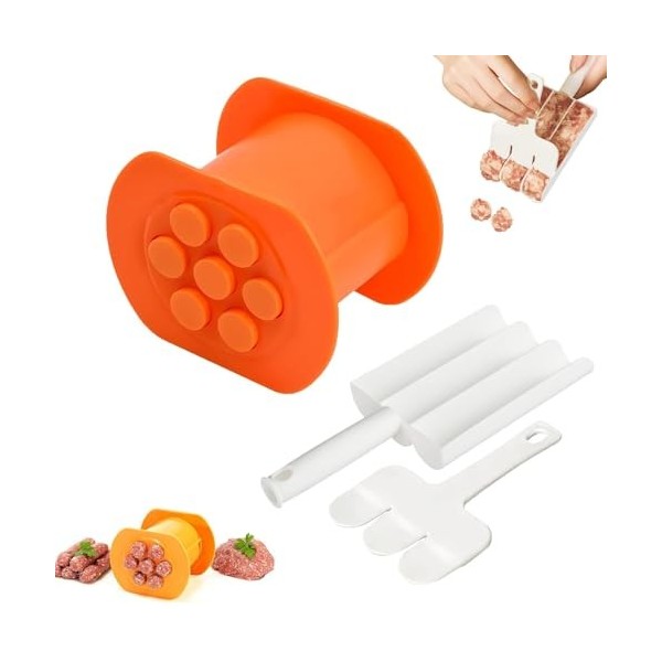 Lumeclat Kit de Presse à Hot Dog 2 Pièces,Machine à Saucisses Manuelle avec 7 Trous et Triple Façonneur de Boulettes avec Spa