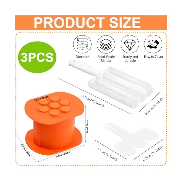 Lumeclat Kit de Presse à Hot Dog 2 Pièces,Machine à Saucisses Manuelle avec 7 Trous et Triple Façonneur de Boulettes avec Spa