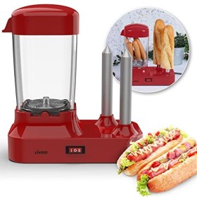 Hot Dog Maker avec 2 chauffe-viennoiseries - Machine à hot-dog pour 6 saucisses - Réservoir chauffant amovible - Chauffe-sauc