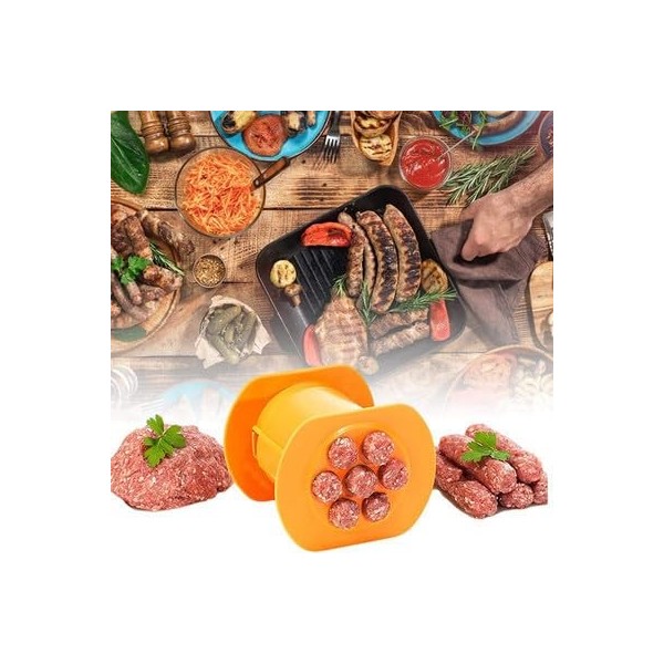 UQMIQURA Cevapcici Extrudeuse manuelle pour hot dog avec 7 trous, en plastique de qualité alimentaire, ustensiles de cuisine,