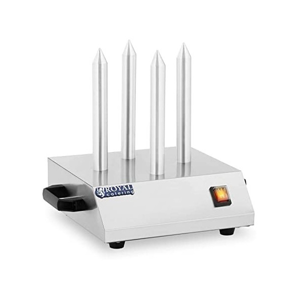 Royal Catering Chauffe Pain Hot Dog Machine Appareil à Hot-Dog Professionnel RCHW-200 200 W, Température max. 145 °C, 4 Broc