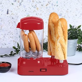 Machine à hot-dogs, pour 6 saucisses, avec récipient chauffant amovible, chauffe-saucisses avec brochettes en acier inoxydabl