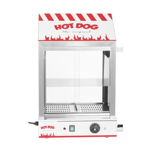Royal Catering Cuiseur à Vapeur Hot-Dogs Machine Appareil a Hot Dog RCHW 2000 2000 W, Capacité: 200 saucisses, 50 petits pai