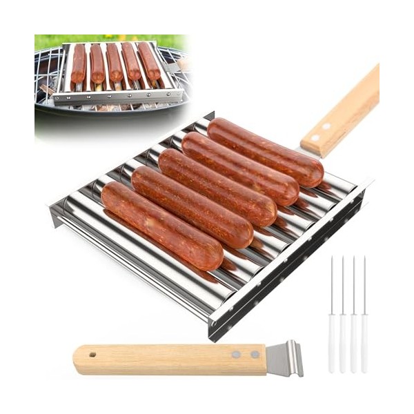 CLOPAE Rouleau à Hot Dog, Rouleau de Gril à Hot-Dog, Barbecue à Hot-Dog pour Griller Uniformément Hot-Dogs, pour Hot-Dogs, Sa