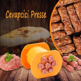 Anicy Cevapcici Presse à hot dog 7 trous, machine à cevapcici manuelle, pour saucisses maison