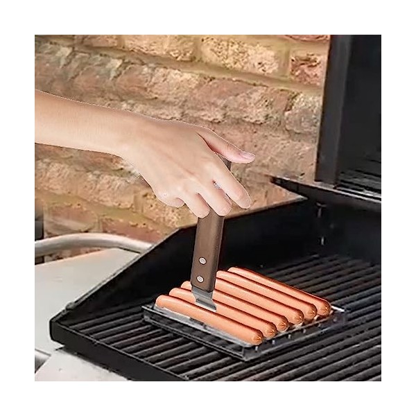 Rouleau à Hot-Dog Pour Gril, Porte-Rouleau à Saucisses En Acier Inoxydable, Saucisse Roller Rack Avec Extra Long Manche En Bo