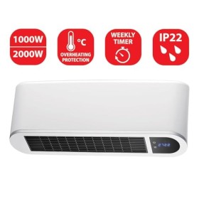 Aérotherme mural en céramique de 2000 W. Avec télécommande. Blanc