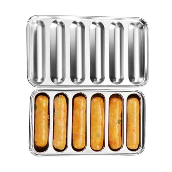 Moule à Saucisses Acier Inoxydable avec Couvercle, Moule à Hot-Dog DIY Facile à Retirer, Moule Saucisses Antiadhésif Viande F