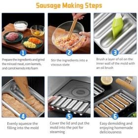 Moule à Saucisses Acier Inoxydable avec Couvercle, Moule à Hot-Dog DIY Facile à Retirer, Moule Saucisses Antiadhésif Viande F