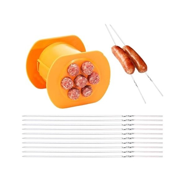 1 Machine À Saucisses, 10 Brochettes De Barbecue, Moule À Hot-Dog Diy, Presse-Bâtons De Viande Manuel, Ustensiles De Cuisine