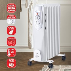 Radiateur dhuile, 9 éléments, 2000W. Blanc