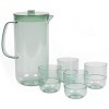CAMBRIDGE CM07658GEU7 Fete Drinking Tumblers & Serving Jug, Stackable, Easy Store Design, 5 Piece Set, BPA Free Plastic Cups 