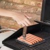Hot Dog Rouleau à saucisses, en acier inoxydable, avec manche en bois extra long, pour hot dog grill, capacité maximale de 5