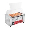 CROSSON Hot Dog Cuisinière à 7 rouleaux avec chauffe-viennoiseries, couvercle transparent, 7 rouleaux antiadhésifs 304SS et c