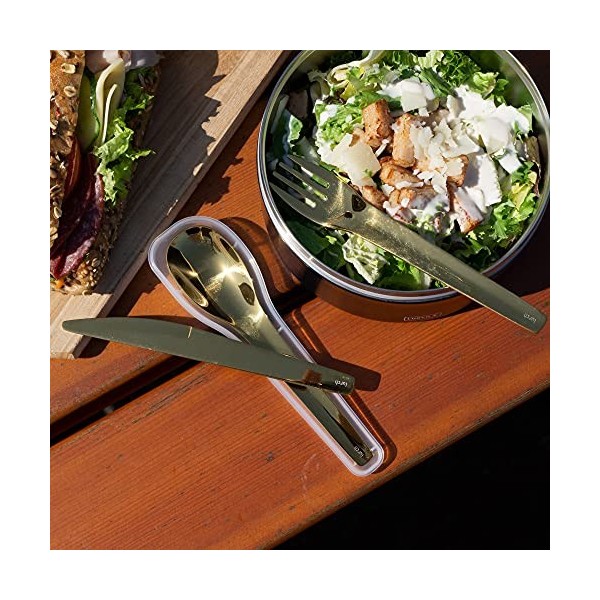 Lurch ToGo 240874 Lot de 3 couverts en acier inoxydable avec étui de transport Doré