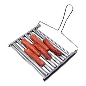 Holzsammlung Rouleau à Hot Dog, Capacité de 5 Hot Dog, Antiadhésif Support à Saucisses en Acier Inox pour Uniformément Cuit, 