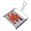 Holzsammlung Rouleau à Hot Dog, Capacité de 5 Hot Dog, Antiadhésif Support à Saucisses en Acier Inox pour Uniformément Cuit, 