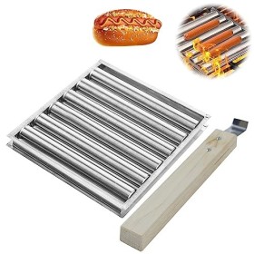 mumisuto Rouleau à Hot-Dog pour Grill, Rouleau de Gril à Hot-Dog Antiadhésif avec Manche en Bois, BBQ Hot Dog Roller Rouleau 