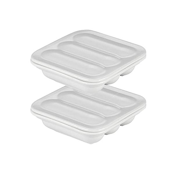 TAMUME Moule à Saucisse Antiadhésif à 3 Cavités en Porcelaine Blanche, Faites des Hot-dogs pour Vos Enfants, Lot de 2 petit 