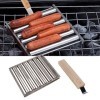 Topyond Rouleau à Hot-Dog en Acier Inoxydable pour Grill, Support à Saucisses, Poignée en Bois étendue, Support à Rouleau pou