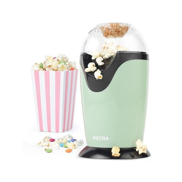 Petra Machine à Pop-corn à Air Chaud Rapide - Sans Huile, sans Graisse, avec Tasse à Mesurer et Couvercle Supérieur Amovible,